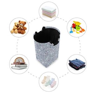 Silver Laundry Basket Collapsible Fabric Laundry Hamper Washing Bin Folding Clothes Bag