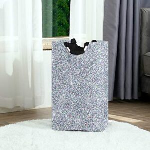 Silver Laundry Basket Collapsible Fabric Laundry Hamper Washing Bin Folding Clothes Bag