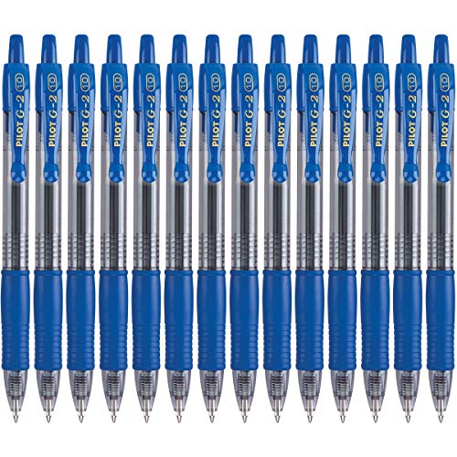 PILOT G2 Premium Refillable & Retractable Rolling Ball Gel Pens, Bold Point, Blue Ink, 14-Pack (15397)