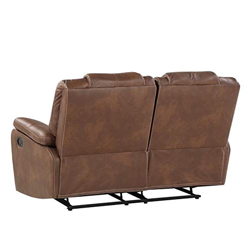 Steve Silver Katrine Brown Faux Leather Manual Reclining Loveseat
