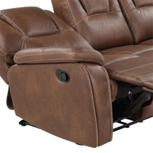 Steve Silver Katrine Brown Faux Leather Manual Reclining Loveseat