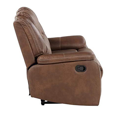 Steve Silver Katrine Brown Faux Leather Manual Reclining Loveseat