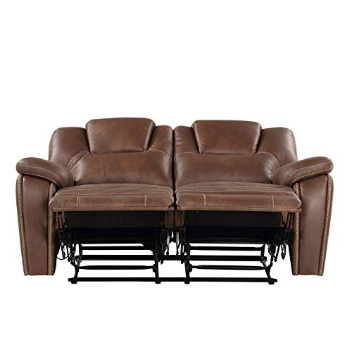 Steve Silver Katrine Brown Faux Leather Manual Reclining Loveseat