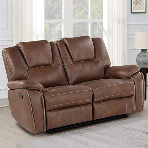 Steve Silver Katrine Brown Faux Leather Manual Reclining Loveseat