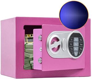 samyersafe safe box with sensor light, security safe with electronic digital keypad money safe steel construction hidden with lock，small safe for office home hotel (pink)