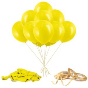 pack of 100, 12 inches yellow party balloons, balloons bulk, balloons for birthdays (yellow)