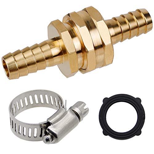 Twinkle Star Heavy Duty Brass 1/2" Garden Hose Mender End Repair Connector with Stainless Clamps, Male and Female Garden Hose Fittings, 3 Sets