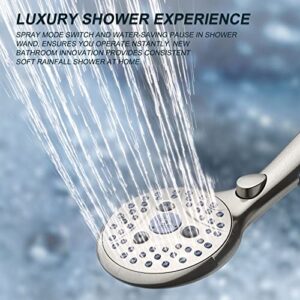 SunCleanse Shower Head, 7 Settings Hand held Shower with ON/OFF Pause Switch, Brushed Nickel High Pressure Shower Head with 71 inch Hose