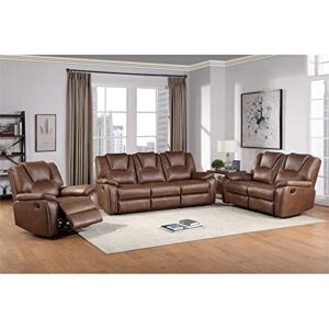 Steve Silver Katrine Brown Faux Leather Manual Reclining Sofa