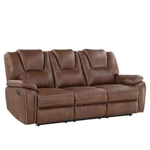 steve silver katrine brown faux leather manual reclining sofa