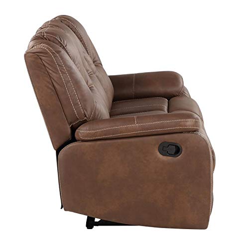 Steve Silver Katrine Brown Faux Leather Manual Reclining Sofa