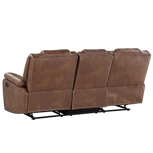 Steve Silver Katrine Brown Faux Leather Manual Reclining Sofa