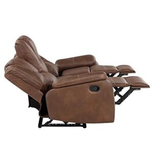 Steve Silver Katrine Brown Faux Leather Manual Reclining Sofa