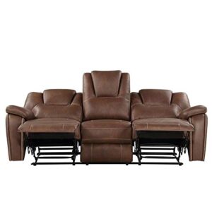 Steve Silver Katrine Brown Faux Leather Manual Reclining Sofa