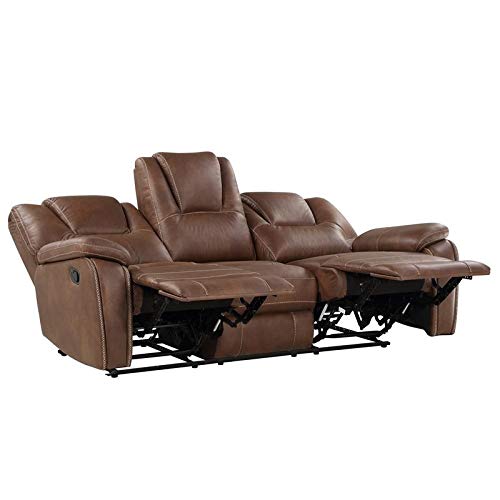 Steve Silver Katrine Brown Faux Leather Manual Reclining Sofa