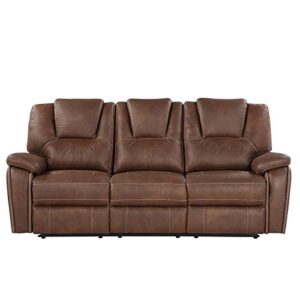 Steve Silver Katrine Brown Faux Leather Manual Reclining Sofa