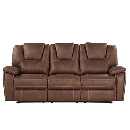 Steve Silver Katrine Brown Faux Leather Manual Reclining Sofa