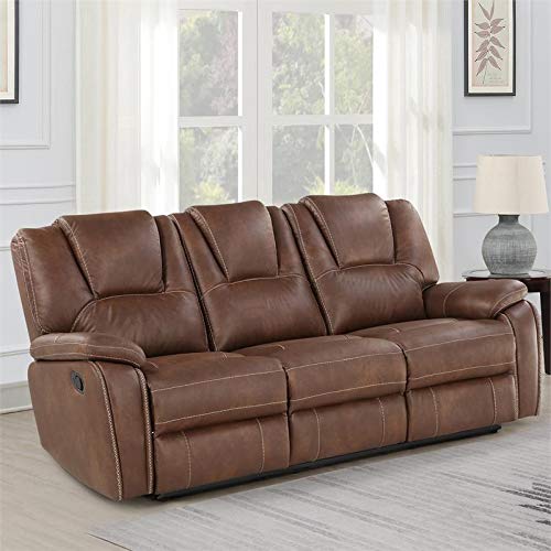 Steve Silver Katrine Brown Faux Leather Manual Reclining Sofa