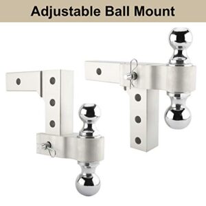 NovelBee Aluminum Adjustable Trailer Hitch Receiver with 2" and 2-5/16" Dual Ball Mount Fit 2" Receiver