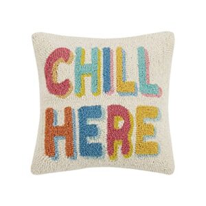 peking handicraft 30jes1742c14sq chill here hook pillow, 14-inch square, wool and cotton
