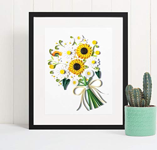 TUMYBee Sunflower Greeting Card for Mom, Happy Birthday and Mother Day Quilling Cards, Greeting Card Card for Valentine, Sympathy, Thinking Of You, Quilled 3D Card for Christmas,Birthday,Anniversary, Friend Mom with Envelop (Sunflower)