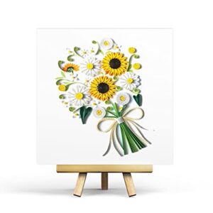 TUMYBee Sunflower Greeting Card for Mom, Happy Birthday and Mother Day Quilling Cards, Greeting Card Card for Valentine, Sympathy, Thinking Of You, Quilled 3D Card for Christmas,Birthday,Anniversary, Friend Mom with Envelop (Sunflower)