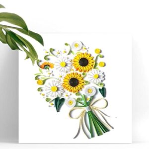 TUMYBee Sunflower Greeting Card for Mom, Happy Birthday and Mother Day Quilling Cards, Greeting Card Card for Valentine, Sympathy, Thinking Of You, Quilled 3D Card for Christmas,Birthday,Anniversary, Friend Mom with Envelop (Sunflower)