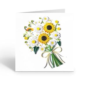 TUMYBee Sunflower Greeting Card for Mom, Happy Birthday and Mother Day Quilling Cards, Greeting Card Card for Valentine, Sympathy, Thinking Of You, Quilled 3D Card for Christmas,Birthday,Anniversary, Friend Mom with Envelop (Sunflower)