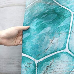 SUMGAR Blue Ocean Shower Curtain for Bathroom Coastal Beach Decoration Teal Sea Turtle Curtain Set with Hooks, 72 x 72 inch