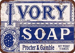 homdeo laundry room decor art metal signs vintage retro 1921 ivory soap bar retro style tin sign 8" w x 12" h