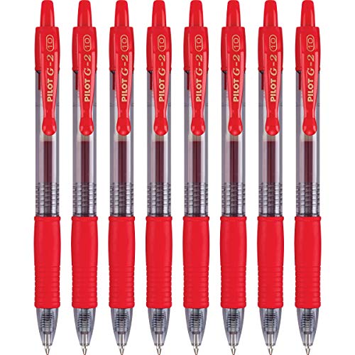 PILOT G2 Premium Refillable & Retractable Rolling Ball Gel Pens, Bold Point, Red, 8-Pack (15322)