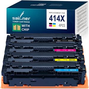 414x toner cartridges 4 pack with chip remanufactured toner cartridge replacement for hp w2020x 414x fit for color laserjet pro mfp m479fdw m454dw m479fdn m454dn printer 414a 414