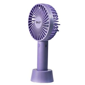 comfort zone czpf402pl 4” 3-speed handheld rechargeable fan - lithium ion battery operated, micro usb cable - powerful, mini hand fan - lightweight, purple