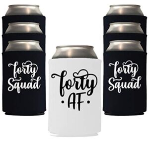 veracco fourty af 40 years can coolie holder 40th birthday gift forty squad and fabulous party favors decorations (black/white, 12)
