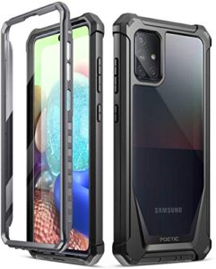 poetic guardian series for samsung galaxy a71 5g case, [not fit verizon a71 5g uw] [not fit a71 4g] full-body hybrid shockproof bumper cover with built-in-screen protector, black/clear