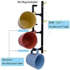 YYST Black Vertical Narrow Corner Coffee Mug Rack Cup Holder - Wall Mounted Storage Display Organizer Hooks for Coffee Mugs, Tea Cups (2)