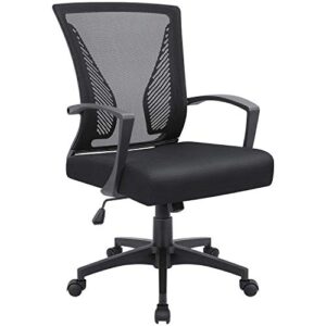 victone office chair home office desk chair task mid back mesh chair ergonomic swivel lumbar support desk computer chair (black)