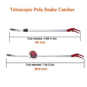Smarkey 86 inch Snake Catcher Tongs Grabber Traps Stick Hook Bite Kits Tool with Telescopic Pole