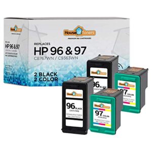 houseoftoners remanufactured ink cartridge replacement for hp 96 & 97 (2 black & 2 color, 4-pack)