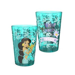 Zak Designs 14.5oz Disney Princess Nesting Tumbler Set Includes Durable Plastic Cups, Fun Drinkware is Perfect for Kids, 4pk ( Belle & Jasmine & Ariel), PYRP-0731