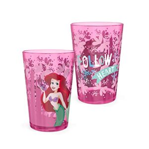 Zak Designs 14.5oz Disney Princess Nesting Tumbler Set Includes Durable Plastic Cups, Fun Drinkware is Perfect for Kids, 4pk ( Belle & Jasmine & Ariel), PYRP-0731