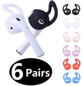 jnsa 6 pairs silicone ear tips ear hooks compatible with apple airpods/earpods,silicone soft covers anti-slip sport earbud tips, anti-drop ear hook gel headphones earphones tips,6 colors
