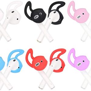 JNSA 6 Pairs Silicone Ear Tips Ear Hooks Compatible with Apple AirPods/EarPods,Silicone Soft Covers Anti-Slip Sport Earbud Tips, Anti-Drop Ear Hook Gel Headphones Earphones Tips,6 Colors