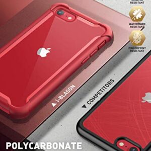 i-Blason Ares for iPhone SE Case 2022 (3rd Gen), [Built-in Screen Protector] Dual Layer Rugged Clear Bumper Case for iPhone SE 2022/ iPhone SE 2020/ iPhone 8/ iPhone 7 (Red)