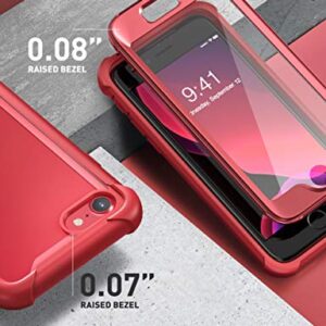 i-Blason Ares for iPhone SE Case 2022 (3rd Gen), [Built-in Screen Protector] Dual Layer Rugged Clear Bumper Case for iPhone SE 2022/ iPhone SE 2020/ iPhone 8/ iPhone 7 (Red)