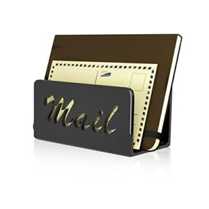mail organizer countertop,wishacc mail sorters letter holder desktop organizer for home, office, kitchen counter organizer mail holder in black color
