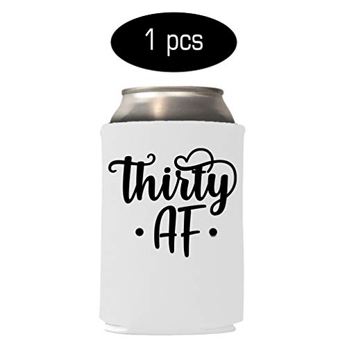 Veracco Thirty AF 30 Years Can Coolie Holder 30th Birthday Gift Dirty Thirty Squad Party Favors Decorations (Black/White, 6)