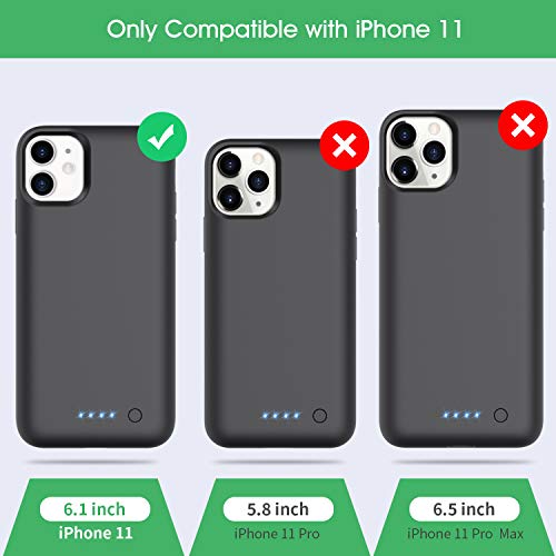 VOOE Battery Case for iPhone 11, Upgraded 6800mAh Extended Rechargeable Charging Case Protective Portable Battery Pack for iPhone 11 External Charging Cover 6.1 inch Smart Case - Black