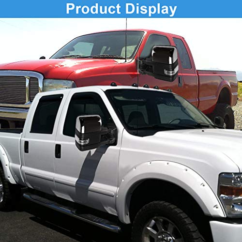 ECCPP Tow Mirrors Towing Mirrors Compatible with 2004-2014 for Ford for F-150 Pickup Truck with Left Right Side Power Control Heat Turn Signal Puddle Auxiliary Light with Chrome Housing