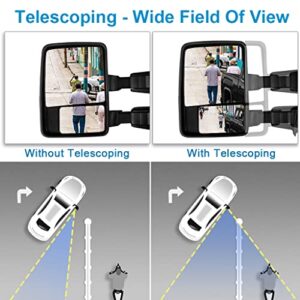 ECCPP Tow Mirrors Towing Mirrors Compatible with 2004-2014 for Ford for F-150 Pickup Truck with Left Right Side Power Control Heat Turn Signal Puddle Auxiliary Light with Chrome Housing